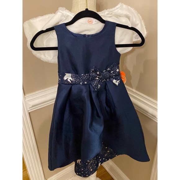 Wonder Nation Girls Holiday Christmas Dress with Faux Fur Capelet Size 5 - Picture 3 of 6